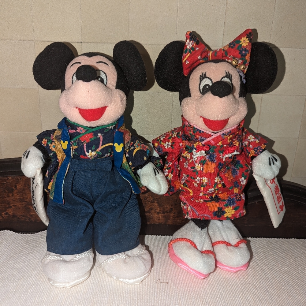 Japanese Mickey and Minnie Mouse plush set